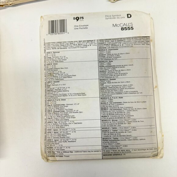 McCalls Lot of 9 Vintage Sewing Patterns 8555 7281 5282 5667 8906 M4826 4735 - Picture 7 of 10